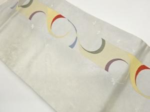 花々に抽象模様織出し名古屋帯